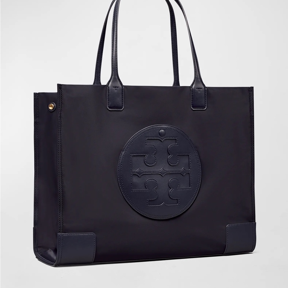 Tory Burch Ella Nylon Tote Bag in Black — Large Travel Shoulder Bag